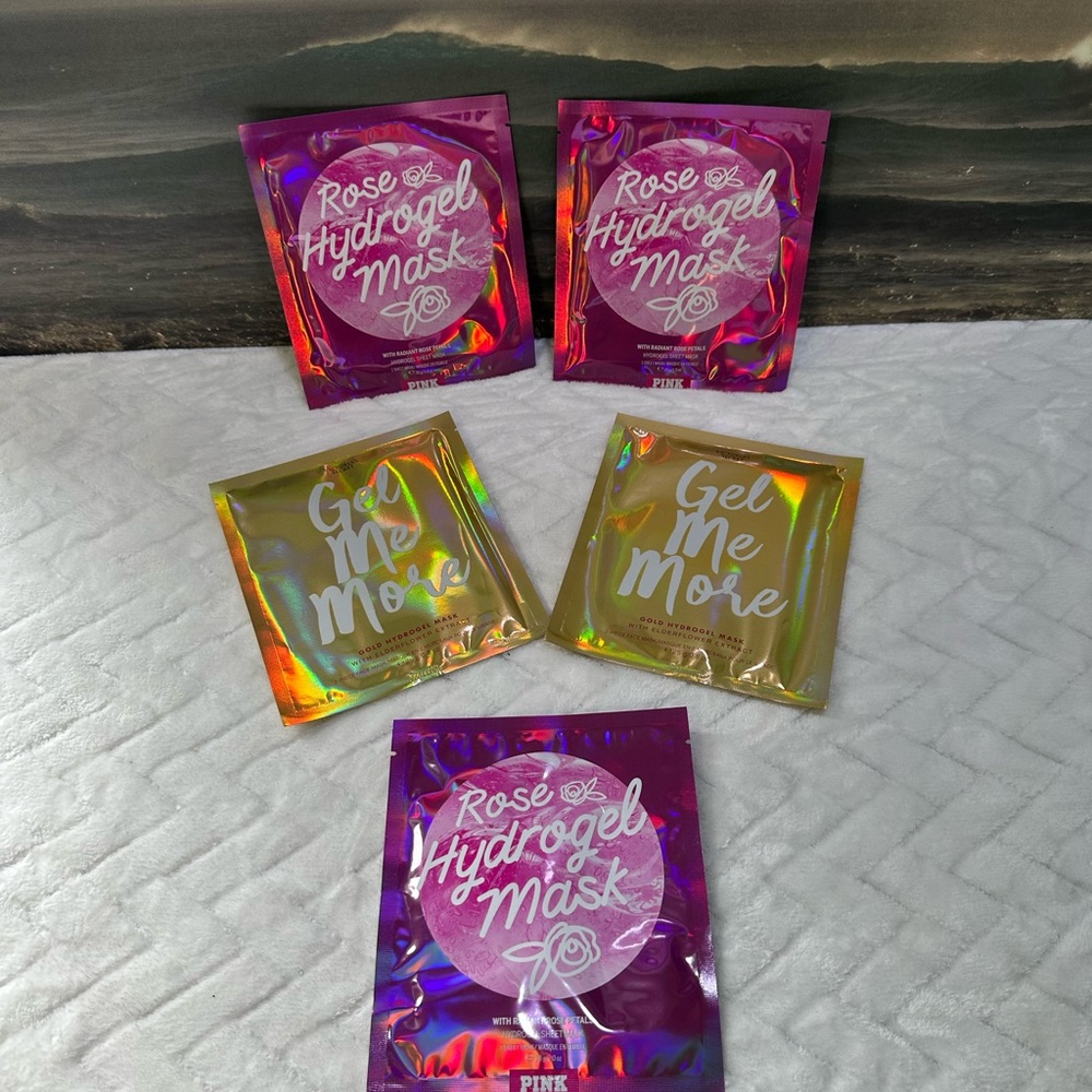 New Sealed 5 Victorias Secret Pink Facial Sheet Face Masks Mask Rose Hydrogel